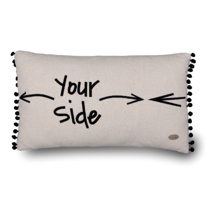 Your Side Nakışlı Yanları Mini Ponponlu Dikdörtgen Kırlent Kılıfı