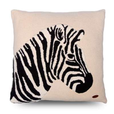 Zebra Desenli Punch Nakışlı Kare Kırlent Kılıfı