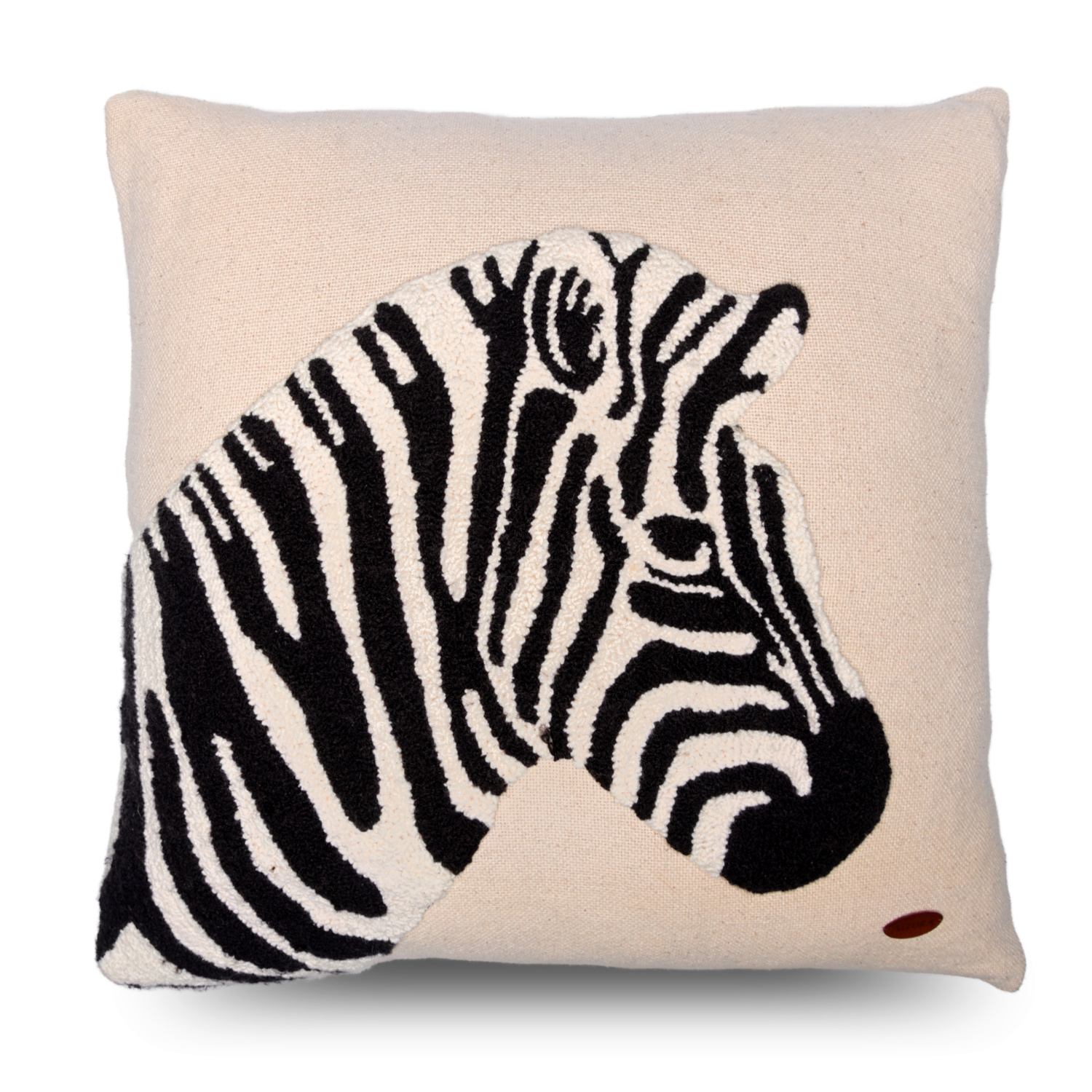 Zebra Desenli Punch Nakışlı Kare Kırlent Kılıfı