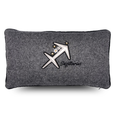 Antrasit Yay Burcu Nakışlı Dikdörtgen Kırlent Kılıfı