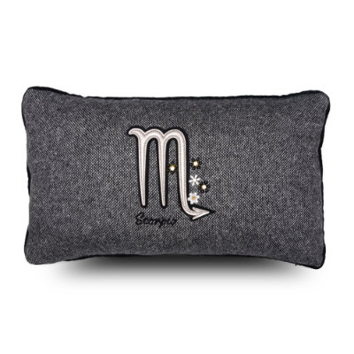 Antrasit Akrep Burcu Nakışlı Dikdörtgen Kırlent Kılıfı