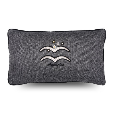 Antrasit Kova Burcu Nakışlı Dikdörtgen Kırlent Kılıfı