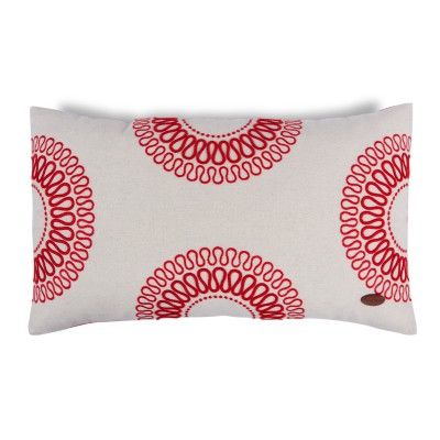 Dalgalı Daire Nakışlı Kırmızı Dikdörtgen Kırlent Kılıfı