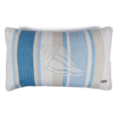 Deniz Kabuğu Desenli Çizgili Dikdörtgen Kırlent Kılıfı