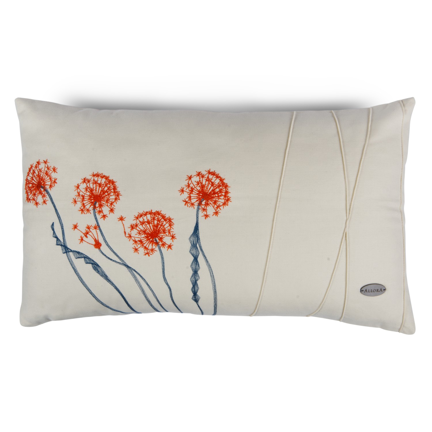 Karahindiba Nakış Ve Nervür Çalışmalı Dikdörtgen Kırlent Kılıfı