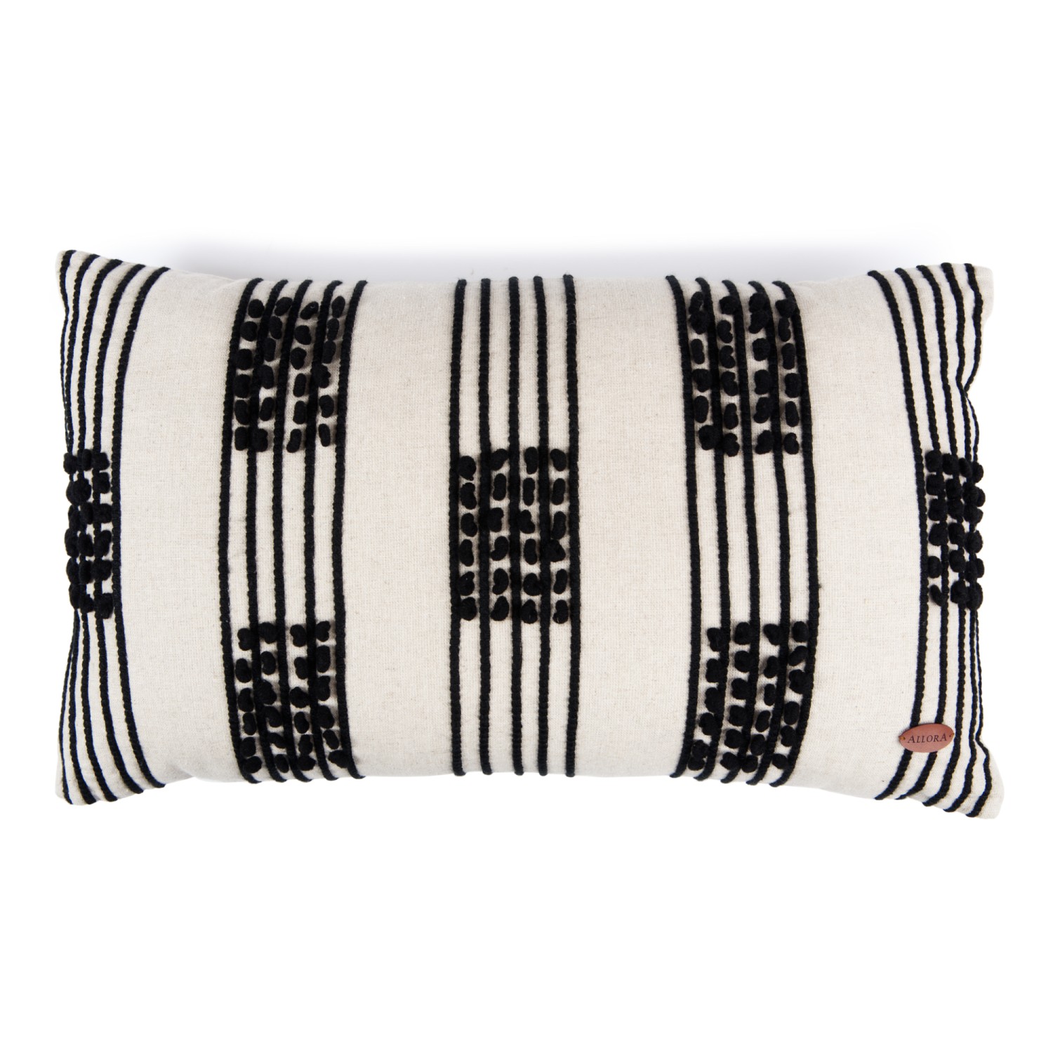 El İşi Ponpon Şeritli Dikdörtgen Kırlent Kılıfı