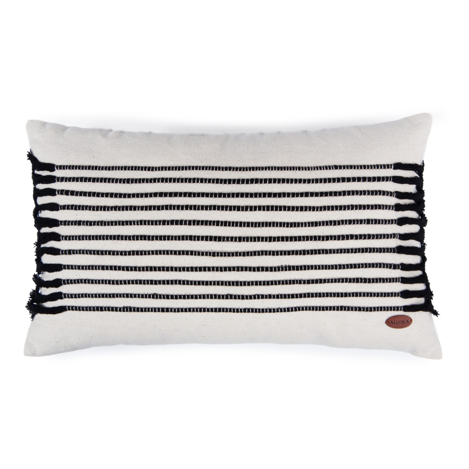 Püskül Şerit Çalışmalı Dikdörtgen Kırlent Kılıfı