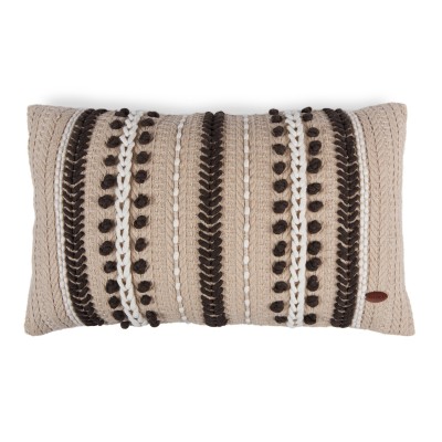 El İşi Desenli Örme Kumaştan Dikdörtgen Kırlent Kılıfı