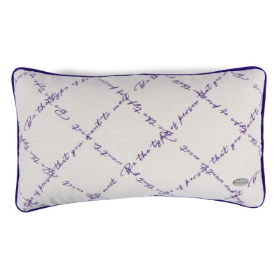 Kapitone Yazı Detaylı Fitil Biyeli Dikdörtgen Kırlent Kılıfı