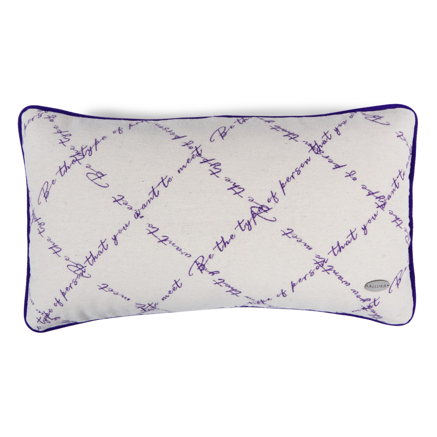 Kapitone Yazı Detaylı Fitil Biyeli Dikdörtgen Kırlent Kılıfı