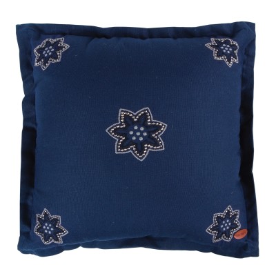 Çiçek Desen Nakışlı  Metal Troklu Kare Kırlent Kılıfı