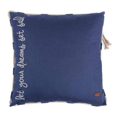 Kenarı Yazılı Halat Biyeli Kare Kırlent Kılıfı