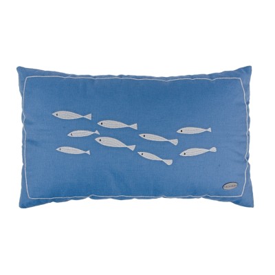 Alaçatı Balık Nakışlı Dikdörtgen Kırlent Kılıfı