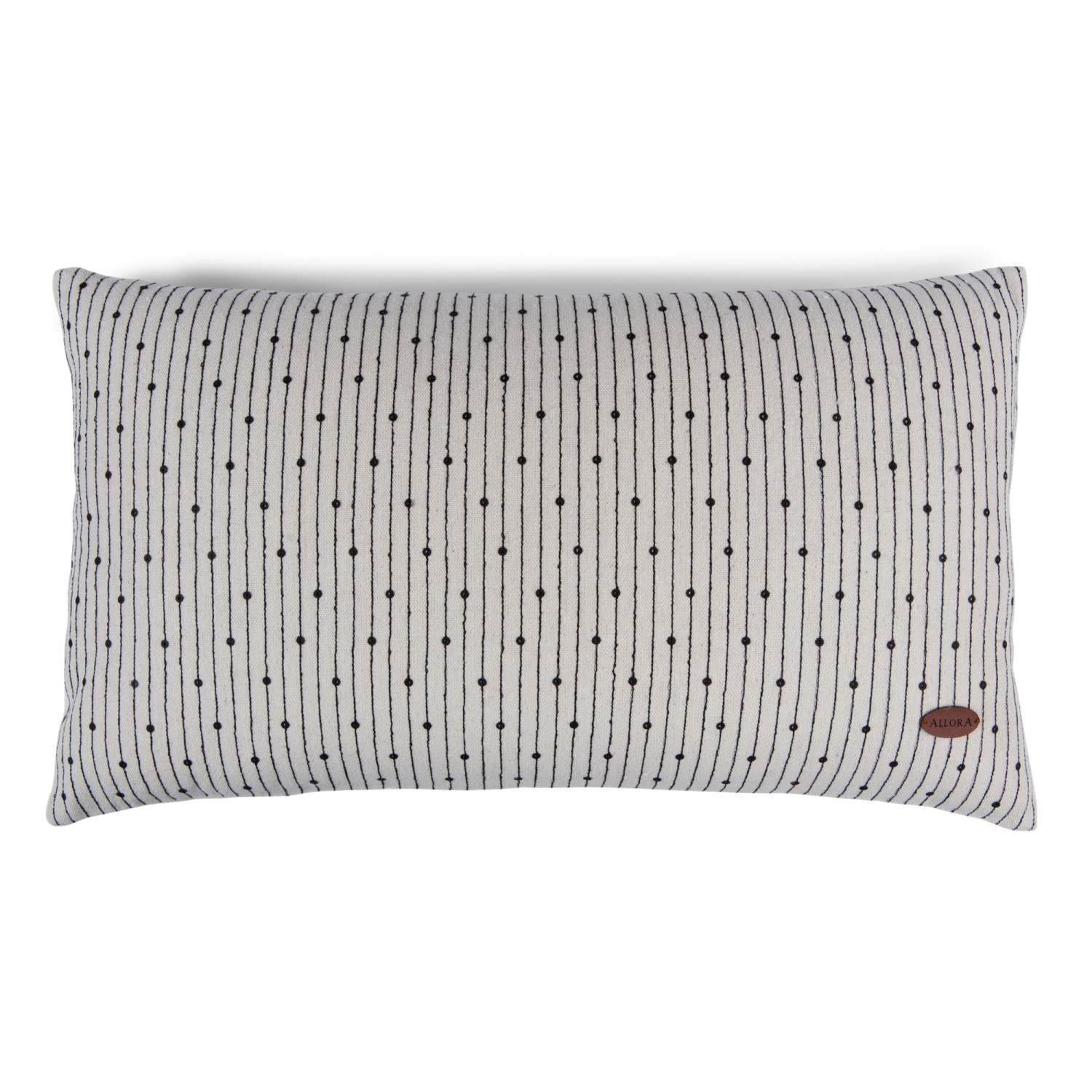 Keten Mat Pul Nakışlı Dikdörtgen Kırlent Kılıfı