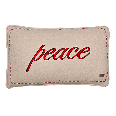 Yılbaşı Temalı Peace Nakışlı Dikdörtgen Kırlent Kılıfı