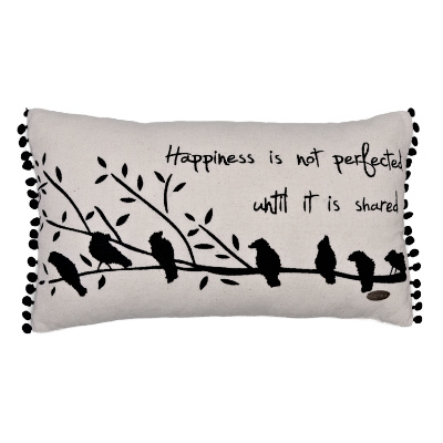 Kuş Yuvası Nakışlı Dikdörtgen Kırlent Kılıfı