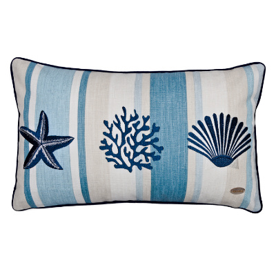 Üçlü Deniz Canlıları Nakışlı Dikdörtgen Kırlent Kılıfı