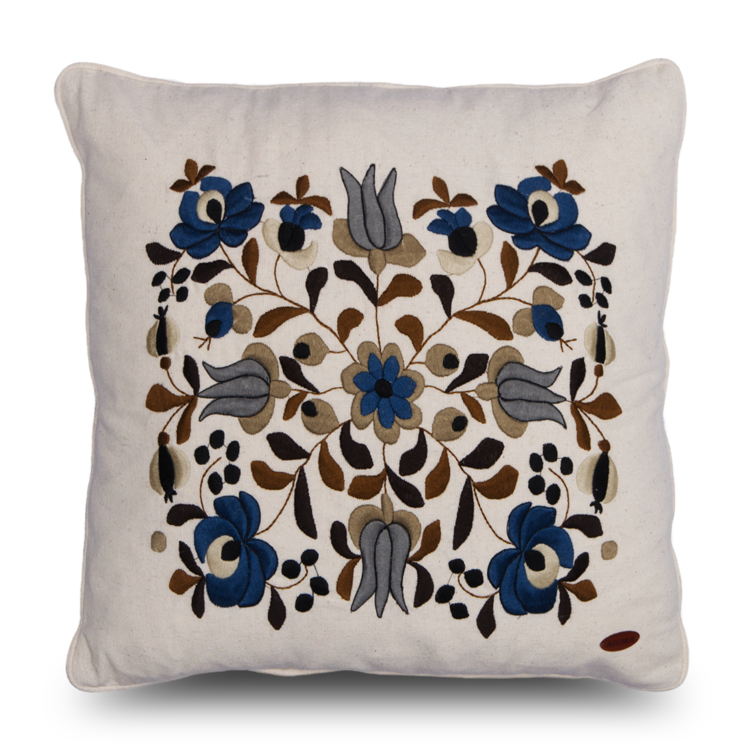 Çiçek Nakışlı Kare Kırlent Kılıfı