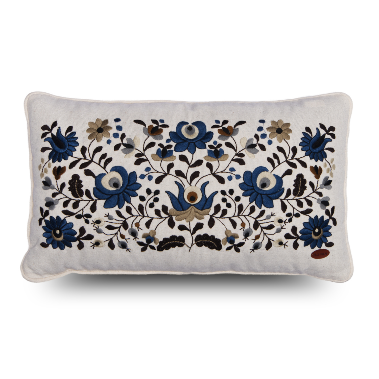 Çiçek Nakışlı Dikdörtgen Kırlent Kılıfı