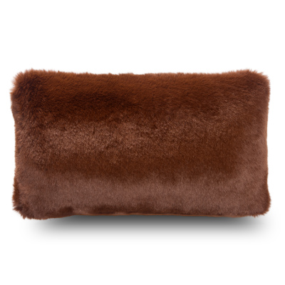 Arkası Kadife Önü Tüylü Tarçın Dikdörtgen Kırlent Kılıfı