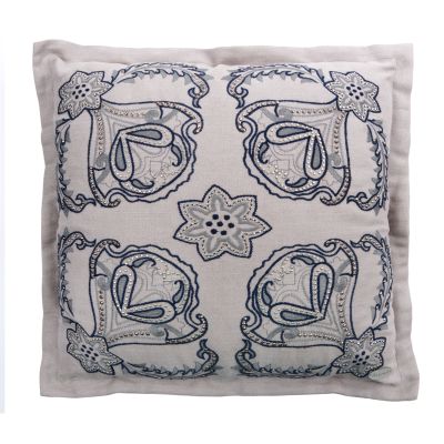 Şal Desen Nakışlı Metal Troklu Kare Kırlent Kılıfı