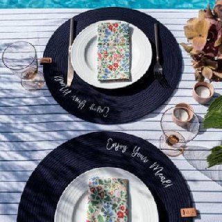 Dekoratif El İşi Nakışlı Lacivert Supla