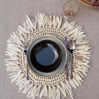 Dekoratif Saçaklı El İşi Hasır Supla