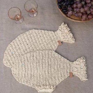 Dekoratif Balık Desenli El İşi Hasır Supla