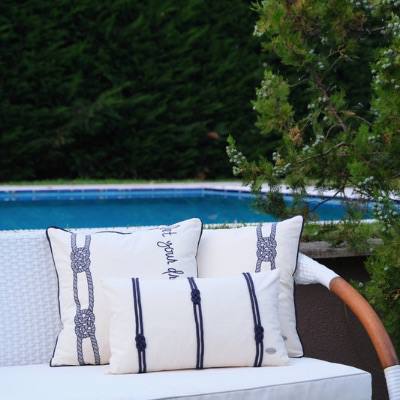 Allora Home Marine Halat Yazı Nakışlı Ve Aşk Düğümlü 3'lü Kırlent Kılıf Set